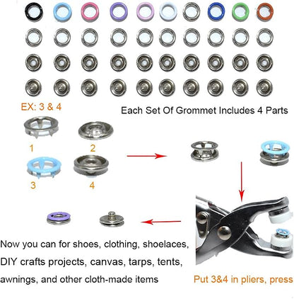 200Pcs Snap Fastener Tool Diameter 9.5mm Metal Eyelets Shoes Clothes Crafts - Image 3