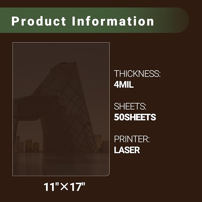 11x17 Laser Transparency Film, 50 Sheets Overhead Projector Film - Image 2