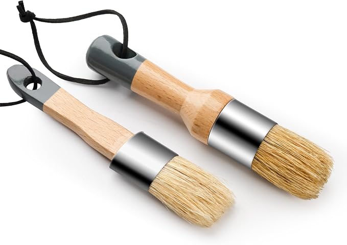 Chalk Paint Brush, 2 Pack Wax Brushes and Chalk Paint by YiBaiBrush