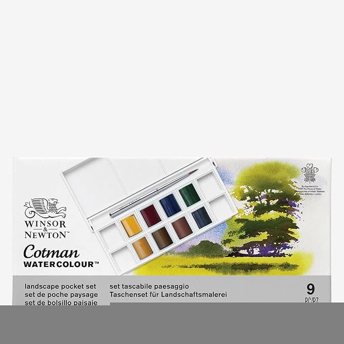 Winsor & Newton Cotman Watercolor Paint Set, 8 Half Pan, Landscape Colors w/ - Image 3