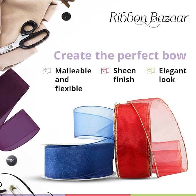 Ribbon Bazaar Sheer Organza Wired Ribbon - Image 4