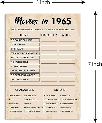 60th Birthday Party Games, Movies in 1965 Games, Birthday Party Supplies - Image 2