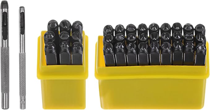 HARFINGTON 36pcs Metal Stamping Kit 1/8" Steel Letter Punch Press Tool by HARFINGTON
