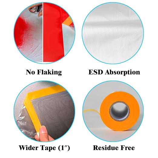 LLPT Tape and Drape 78.7” x 66 Ft Each 2 Pack Pre-Taped Masking Film 0.27 Mil - Image 3