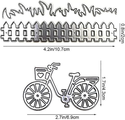 Grass Fence and Bike Metal Cutting Dies, Grass Bush Fence Die Cuts - Image 3