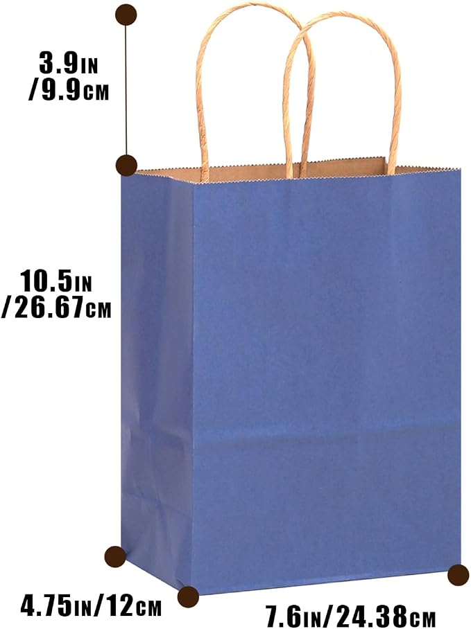 qiqee 32-Packs Deep Blue Paper Gift Bags - Image 3