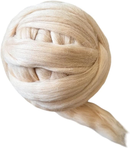 Cream Beige Wool Roving, 8 OZ. Best Wool by Kondoosnaturalfibers