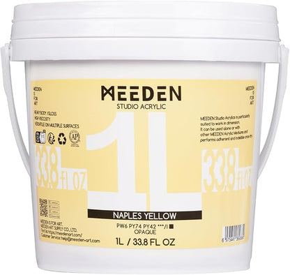 MEEDEN Naples Yellow Acrylic Paint: 1 L /33.8 oz Heavy Body Gloss Non-Toxic by MEEDEN