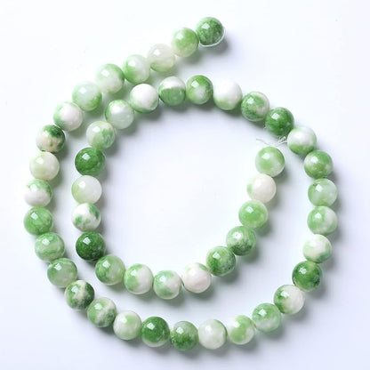 60pcs 6mm Natural Green White Persian Jade Stone Round Beads - Image 6