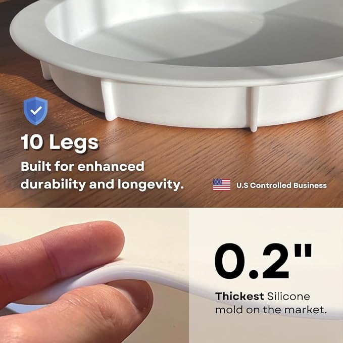 Alaskey® Premium Round Resin Table Silicone Mold 14"x2" and 10"x2" | Durable - Image 2