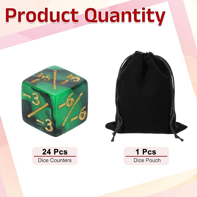 uxcell 24Pcs Magic Dice Counters, Acrylic D6 Life Token Dice Set - Image 3
