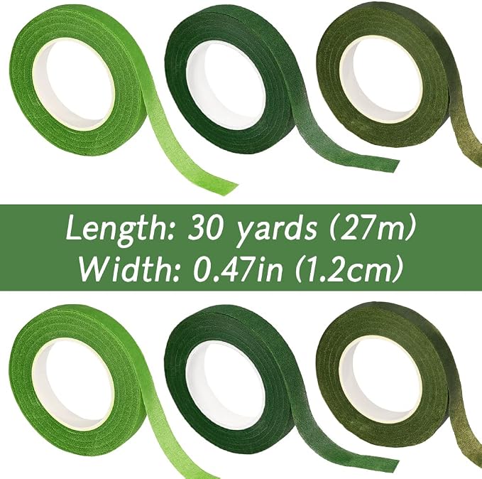 6 Rolls Floral Tape, 1/2" by 180Yard Green Floral Tape - Image 2