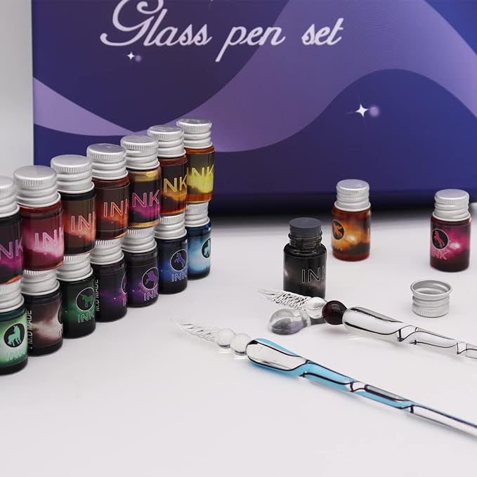 Glass Dipped Pen Ink Set Handmade Crystal Calligraphy Pen - Image 5
