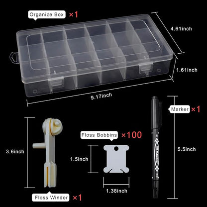 BLUE HANDCART Embroidery Floss Organizer, 1 Removable 18 Compartments Cross - Image 2
