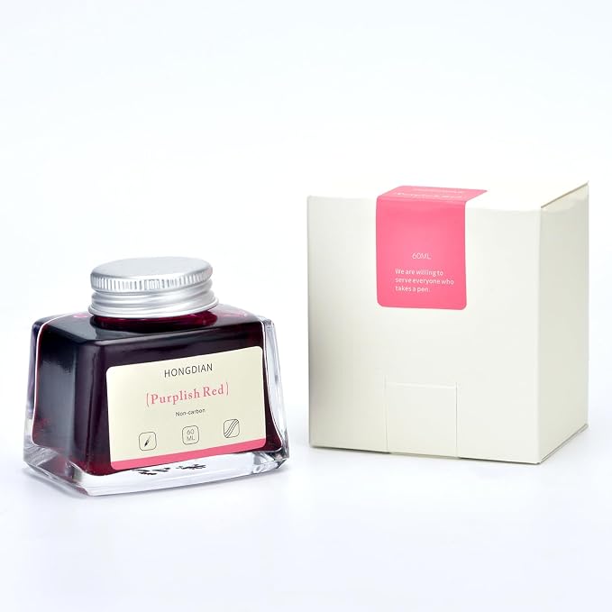 Hongdian Fountain Pen Bottled Ink Purplish Red Color, 60ml Non Carbon Inkwell - Image 3