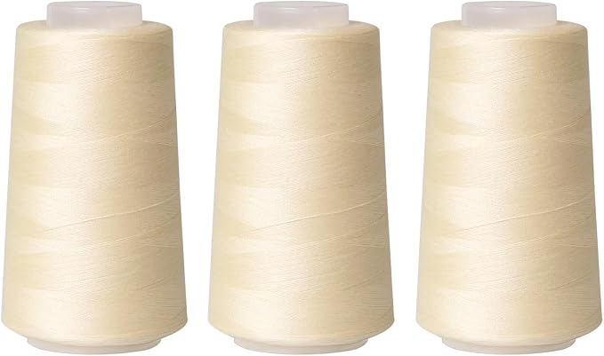 Sewing Thread Cone Set, 3 Pack Serger Thread, 3000 Yards Each, All Purpose by Unknown