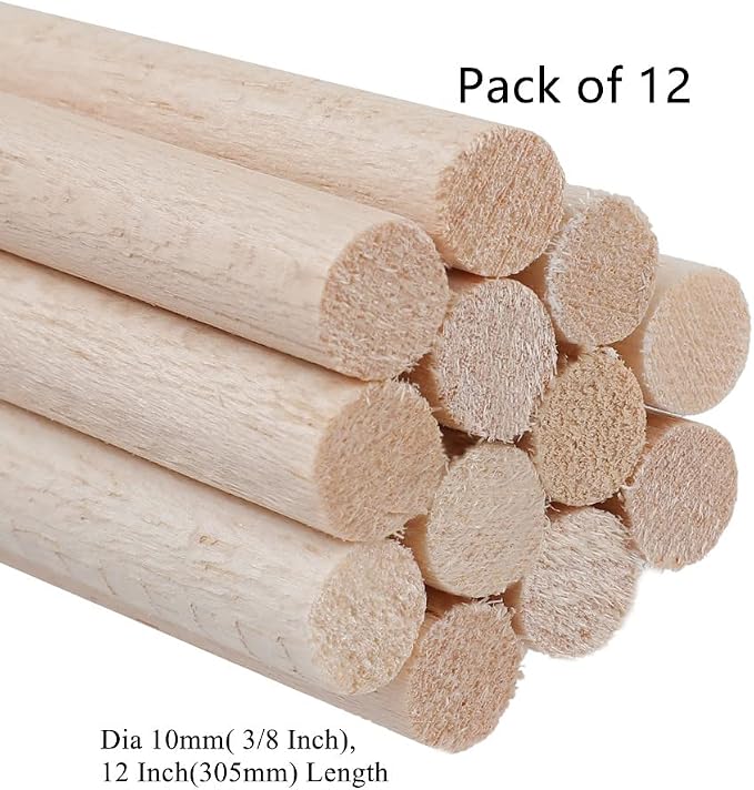 12 Pack Round Wood Dowel Rods 3/8x3/8x12 Inch Balsa Wood Sticks φ3/8 Inch - Image 2