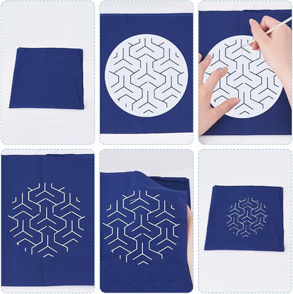 FREEBLOSS 12Pcs Sashiko Stencils Sashiko PET Template Drawing Line Template - Image 4