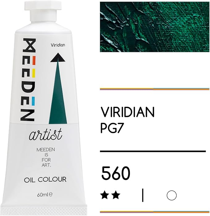 MEEDEN Artist Grade Oil Paint: Viridian - 60ml/2oz Tube - Professional Art - Image 2