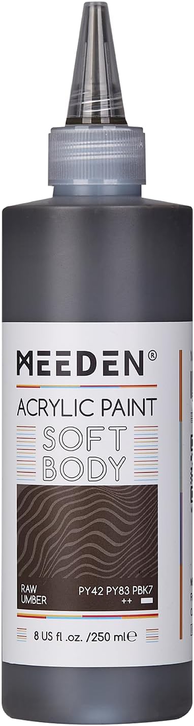 MEEDEN Raw Umber Acrylic Paint: Matte Finish 250ml/8.45oz Soft Body Bulk by MEEDEN