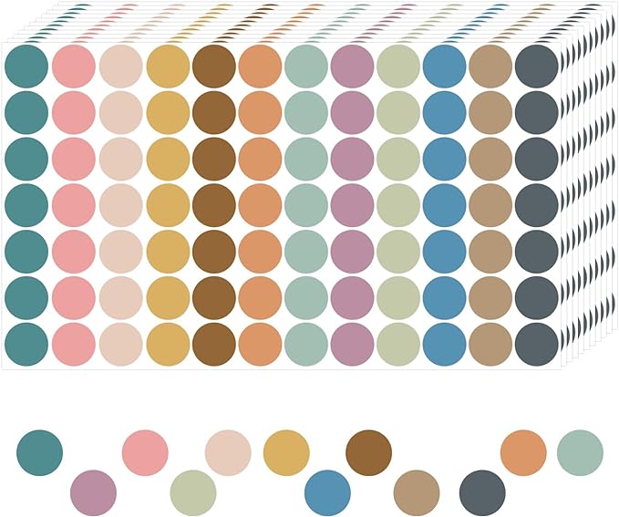 REGELETO Boho 4200 PCS 0.75 Inch 12 Colors Round Colored Dot Stickers by REGELETO