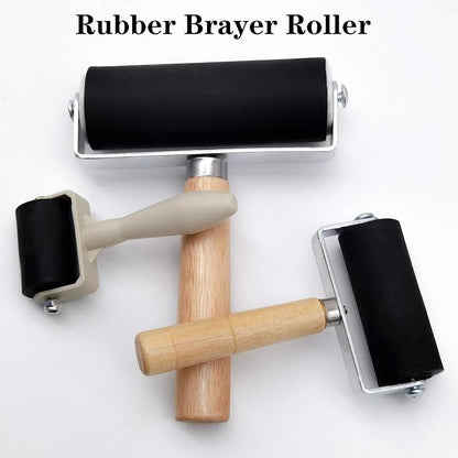3 Pack Rubber Brayer Roller, 1.4/2.4/4 Inch Hard Rubber Brayer Rollers - Image 3