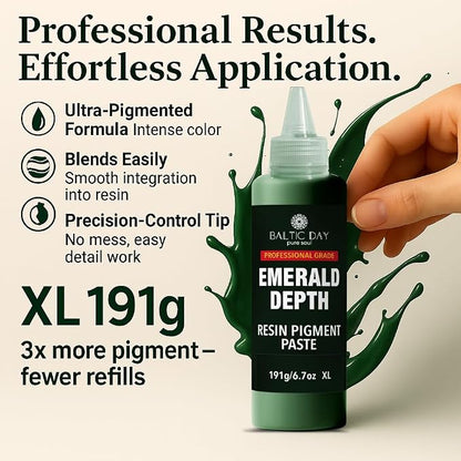 BALTIC DAY Emerald Green Epoxy Resin Pigment Paste XL – Opaque Epoxy Dye & High - Image 2