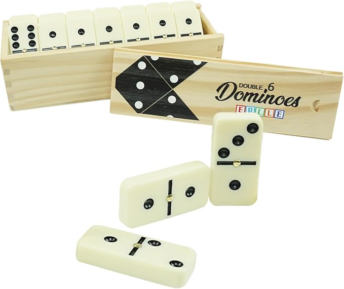ERLLE - Jumbo Dominoes Set, Extra-Large Double Six Domino Set by Erlle