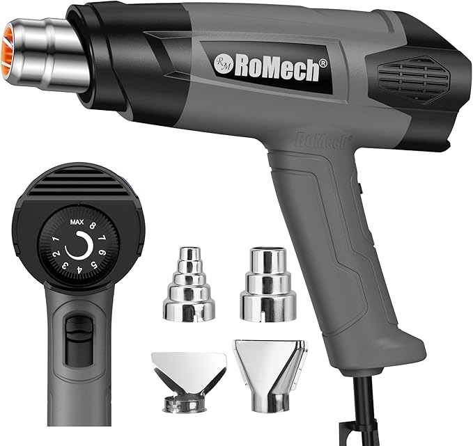 ROMECH 1500W Heavy Duty Heat Gun, Variable Temperature Control Hot Air Gun Kit by RoMech
