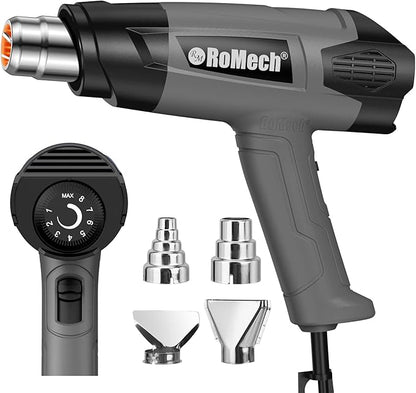 ROMECH 1500W Heavy Duty Heat Gun, Variable Temperature Control Hot Air Gun Kit by RoMech