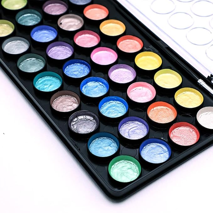 Mont Marte Signature Metallic Watercolor Set, 37 Piece Pearl Paint, 36 Vibrant - Image 4