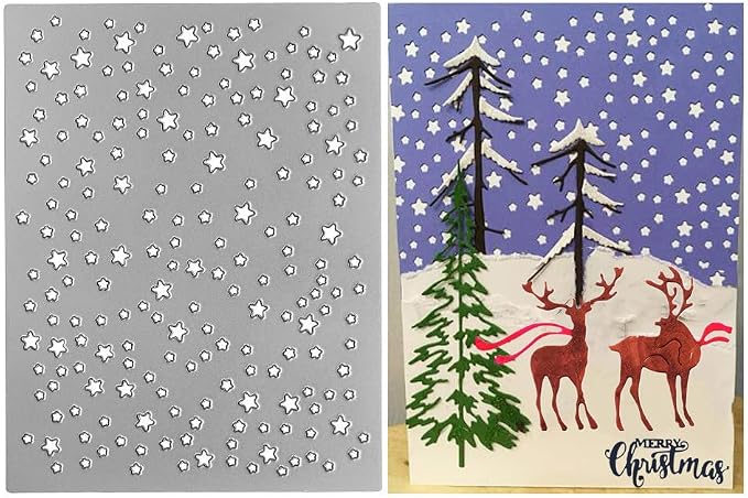Stars Background Cutting Dies, Five Pointed Stars Die Cuts Metal Embossing by AHTOLS