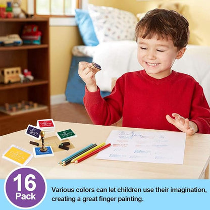 XoreArt Finger Ink Pads for Kids Washable Craft Ink Stamp Pads, 16 Color DIY - Image 7