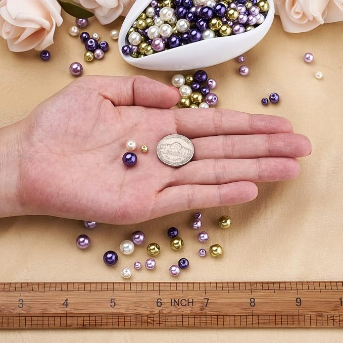 About 1840Pcs 4/6/8mm Glass Pearl Beads Pearlized Beads Multi Colors Round - Image 3