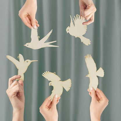 Summer-Ray 20 Wooden Flying Bird Laser Cutout DIY Craft Home Decoration Art - Image 3