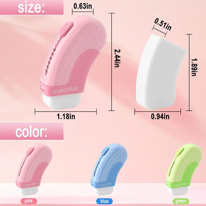 12Pack Sliding Retractable Eraser 3Pcs Large Push up Mechanical Eraser - Image 2