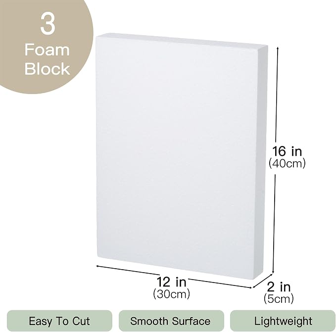 Crafare 3 Pack Craft Foam Blocks 16X12X2in Polystyrene Brick Rectangle - Image 5