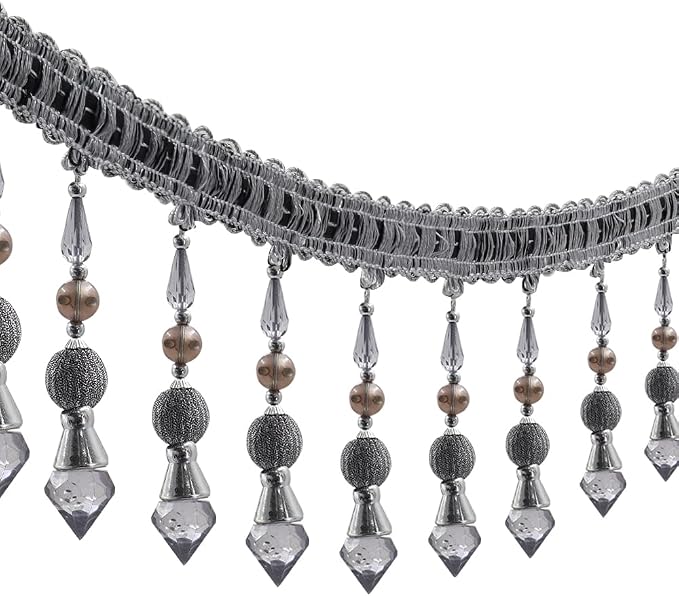 3yards Beading Fringe Trimming Long Beads Tassel Curtain Trim Ribbon Trim - Image 3