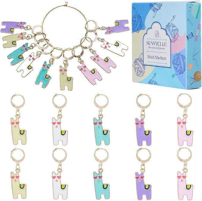 SUNNYCLUE 1 Box 20pcs Crochet Knitting Markers Stitch Charms Alpaca Cute by SUNNYCLUE