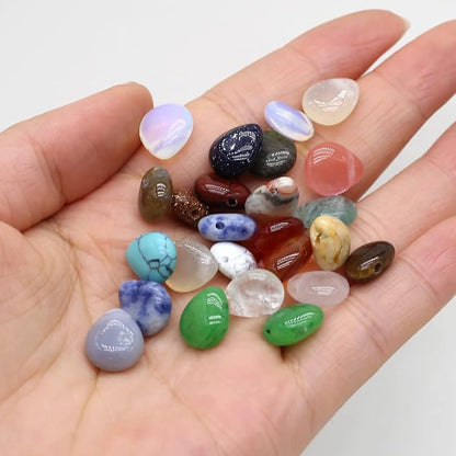 LE SKY 50 Pcs Natural Stone Beads Waterdrop Shape Healing Chakra Polished - Image 4