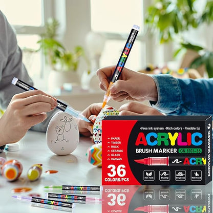 36 Colors No bleeding Non-Toxic Multi-Surface Flexible Tip Acrylic Paint Brush - Image 7
