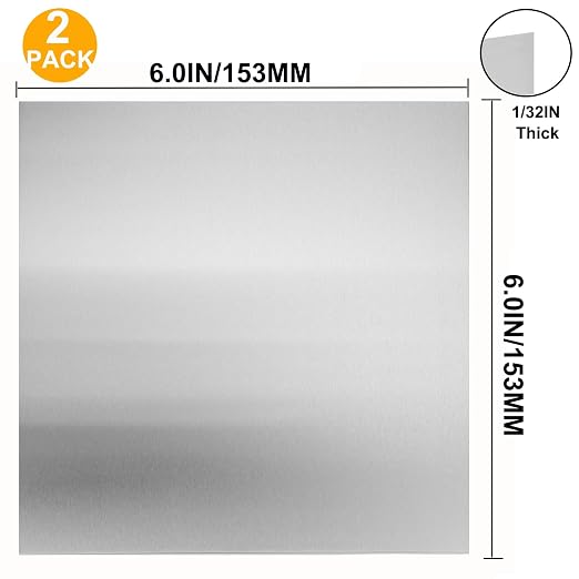 2Pcs 304 Stainless Steel Sheets Metal 6" x 6" x 1/32" Inch 304 Stainless Steel - Image 3
