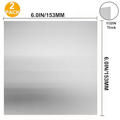 2Pcs 304 Stainless Steel Sheets Metal 6" x 6" x 1/32" Inch 304 Stainless Steel - Image 3