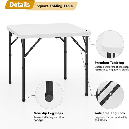 34" Square Folding Table, Portable Plastic Card Table - Image 4