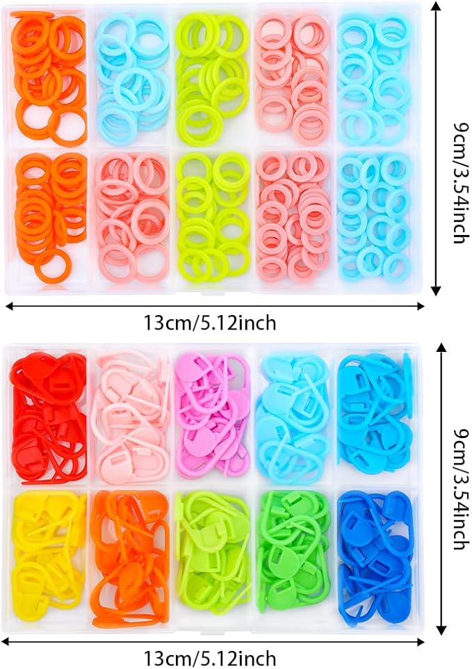 LUNARM 340 Pcs Stitch Ring Markers and Colorful Knitting Crochet Locking - Image 3
