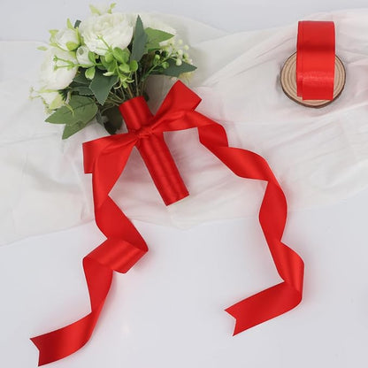 Red Solid Satin Ribbon 1-1/2 Inch 25 Yards Solid Polyester Fabric Ribbon - Image 6