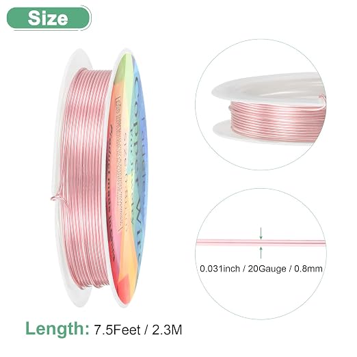 0.8 mm/20 Gauge Copper Wire for Jewelry Making, 7.5FT Copper Beading Craft Wire - Image 3