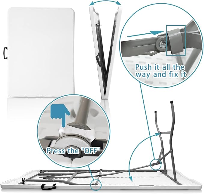 Plastic Folding Table, 6 FT Folding Table, Plastic Portable Tables - Image 7