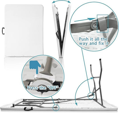 Plastic Folding Table, 6 FT Folding Table, Plastic Portable Tables - Image 7