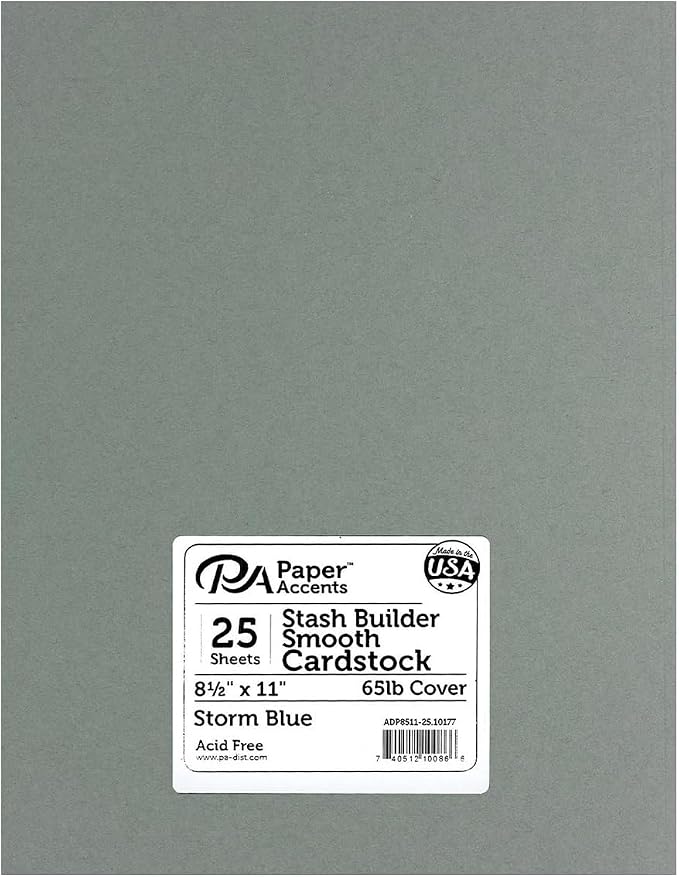 PA Paper Accents Stash Builder Cardstock 8.5" x 11" Storm Blue, 65lb colored by AccentDesignsPaperAccents